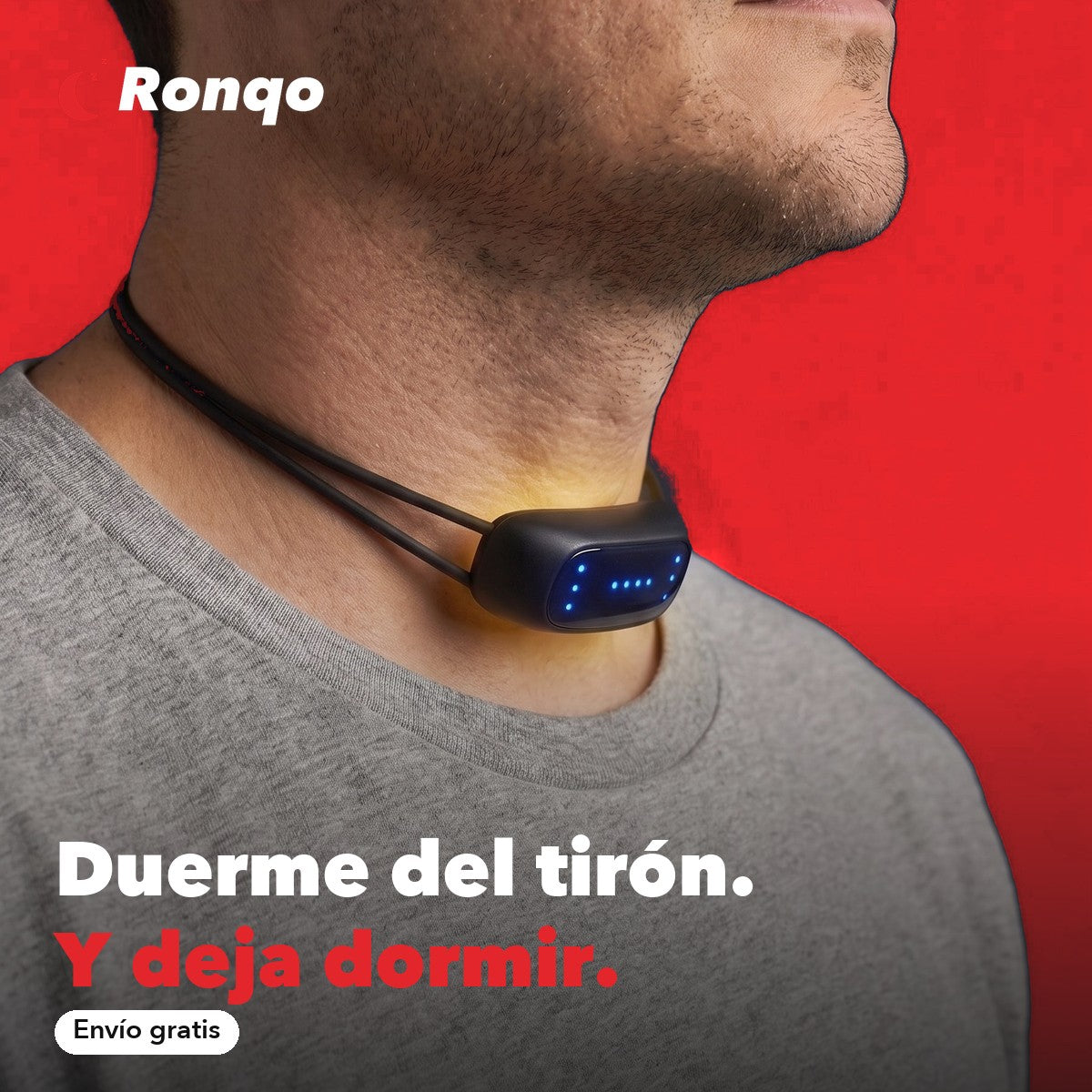 Antirronquidos Ronqo puesto en el cuello