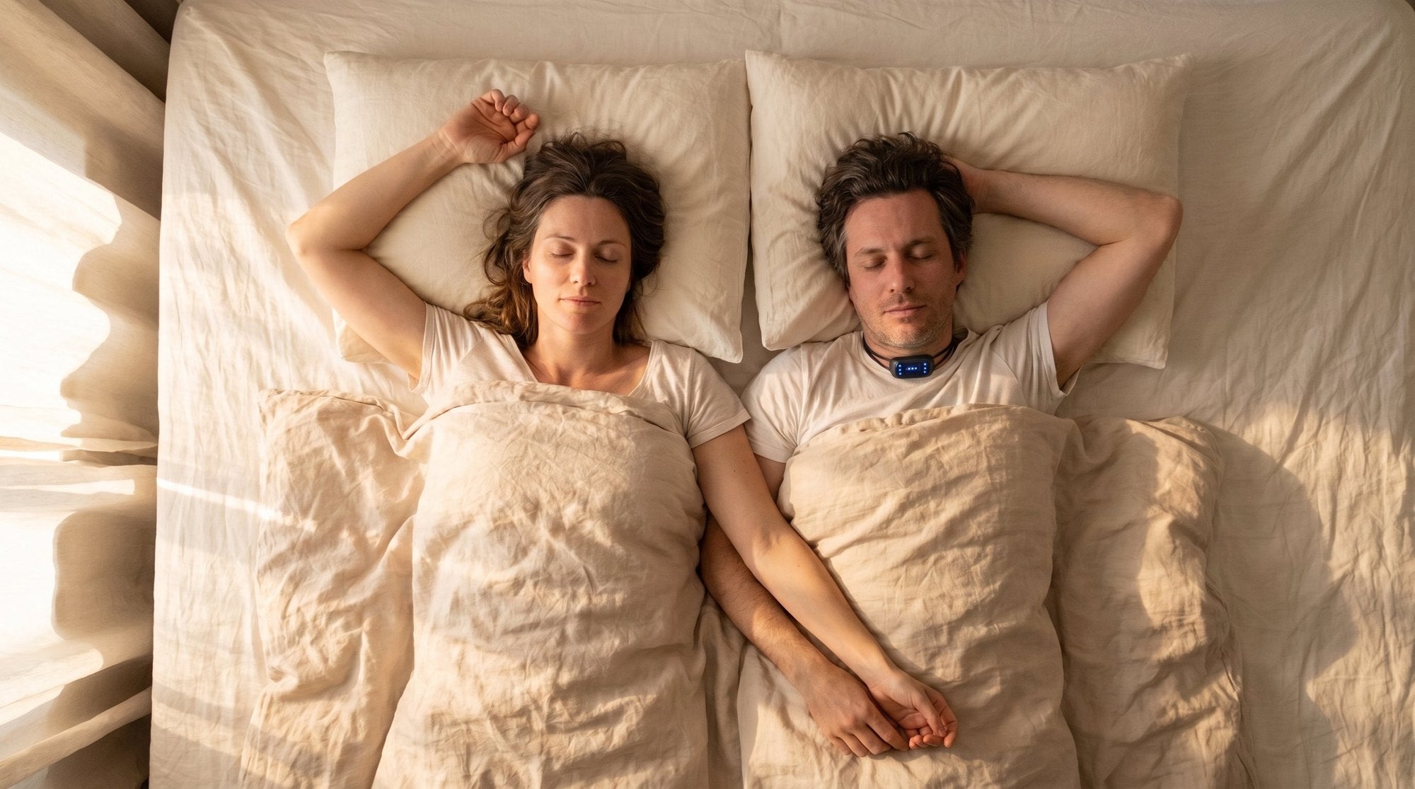 Pareja durmiendo tranquila en la misma cama